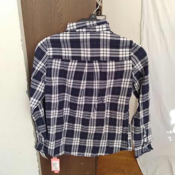 Blank NYC plaid blue jay button down shirt sz 7 NWT - Picture 2 of 5